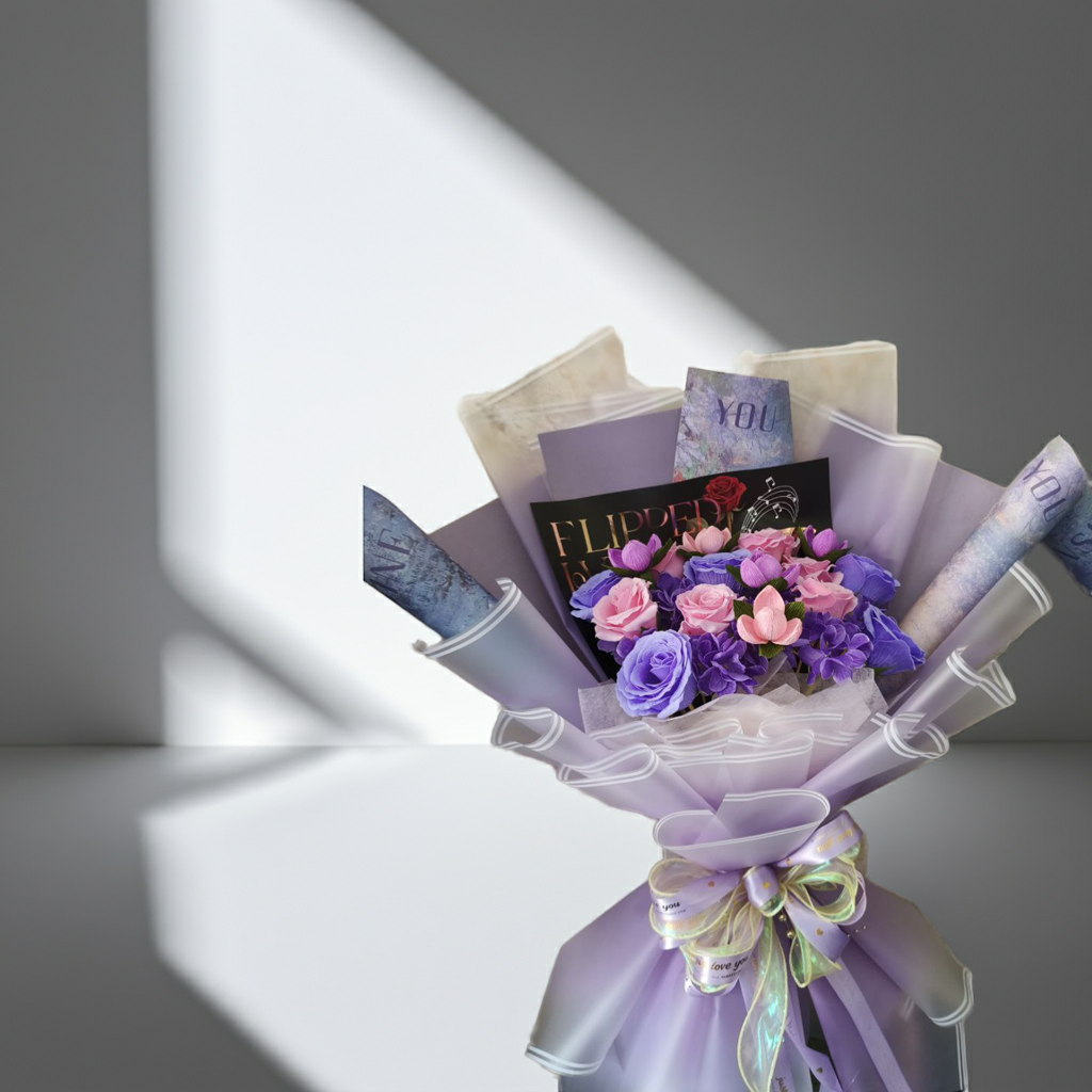 Romantic Purple & Pink Rose Bouquet