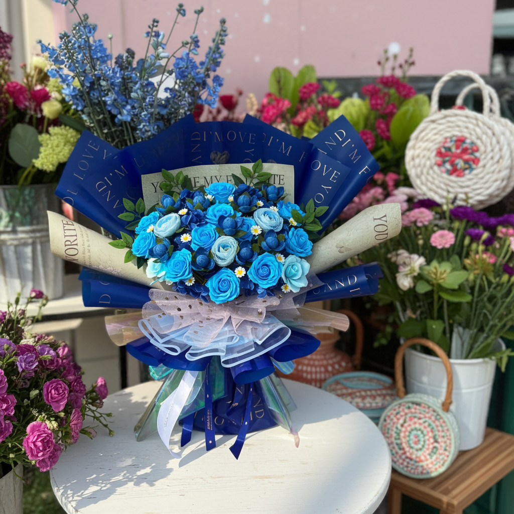 Ocean Whisper Rose Bouquet