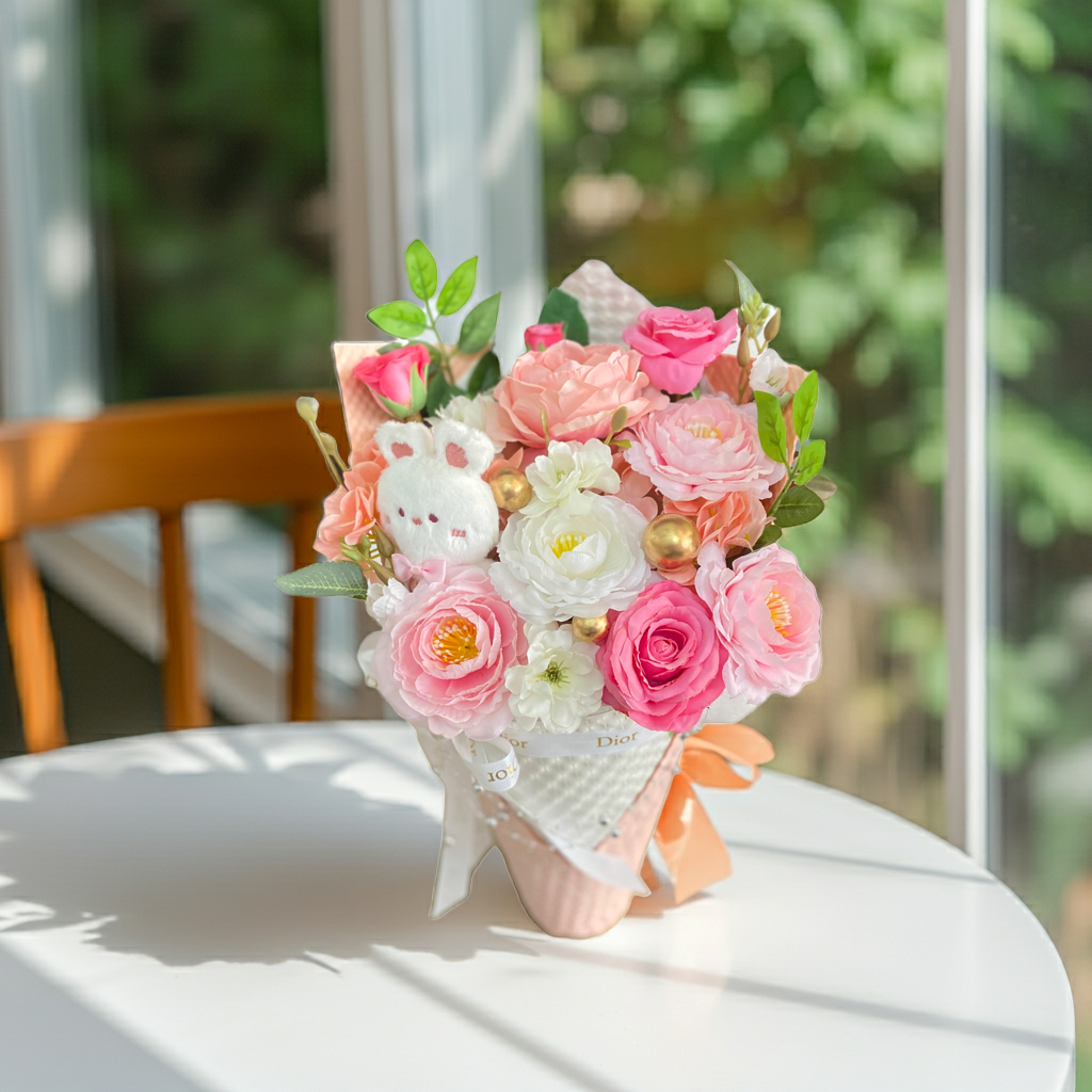 Blush Pink & Cream Rose Cup