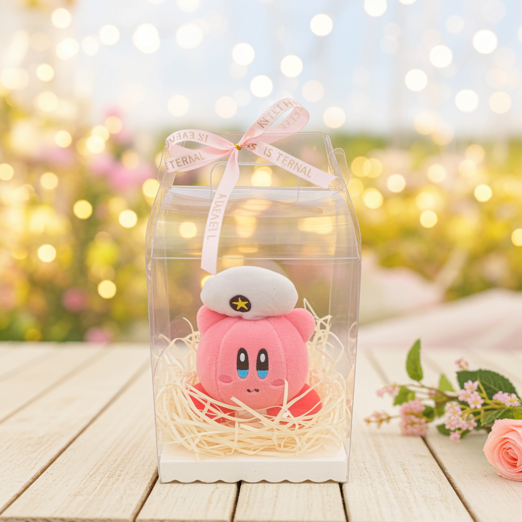 Pink Kirby Plush in Transparent Gift Box
