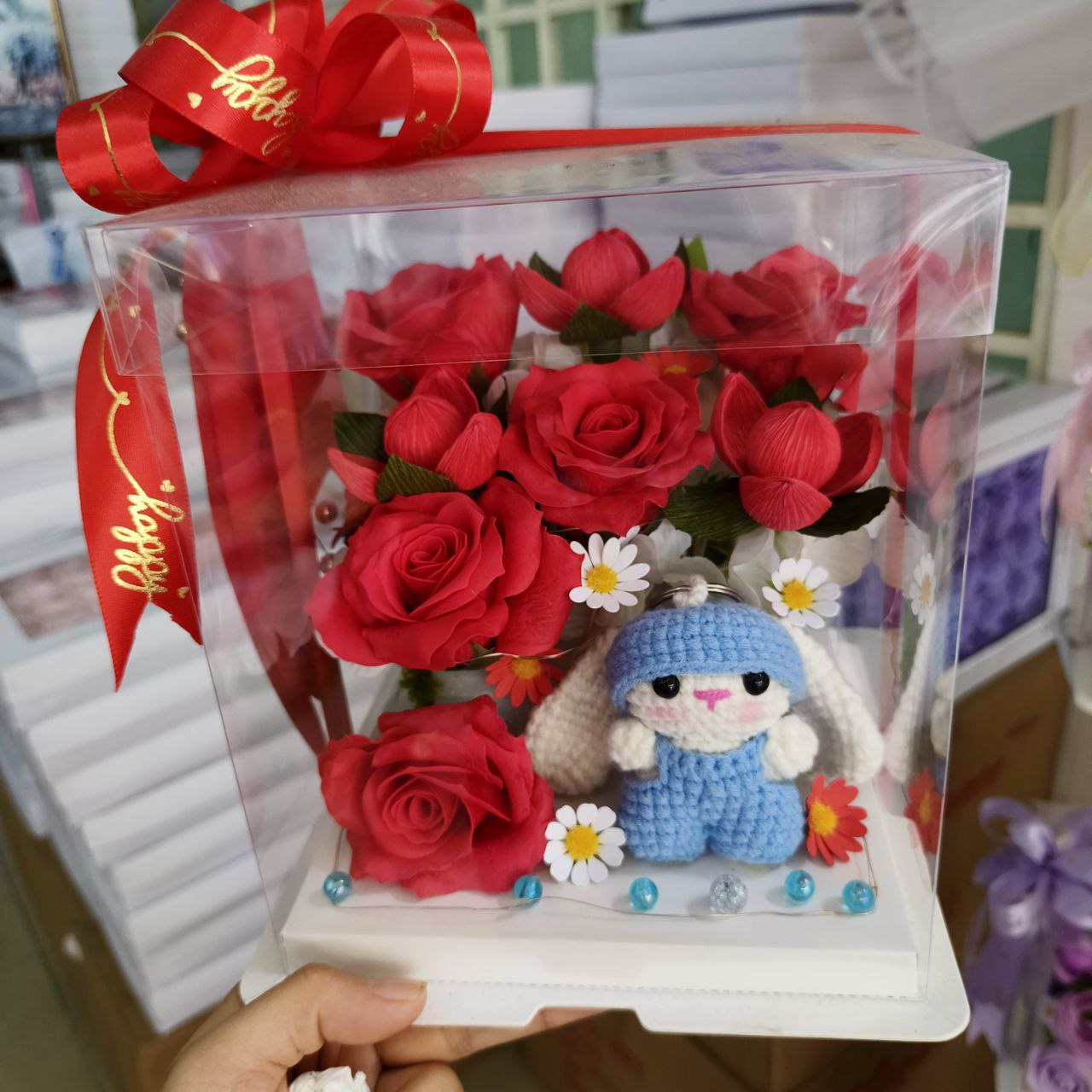 Romantic Red Rose Gift Box with Cute Doll