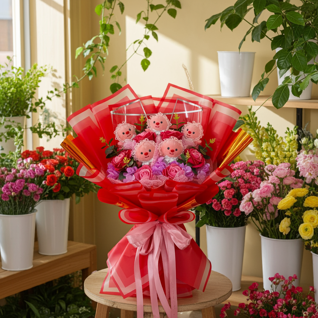 Blush Pink Cutie Bear Bouquet