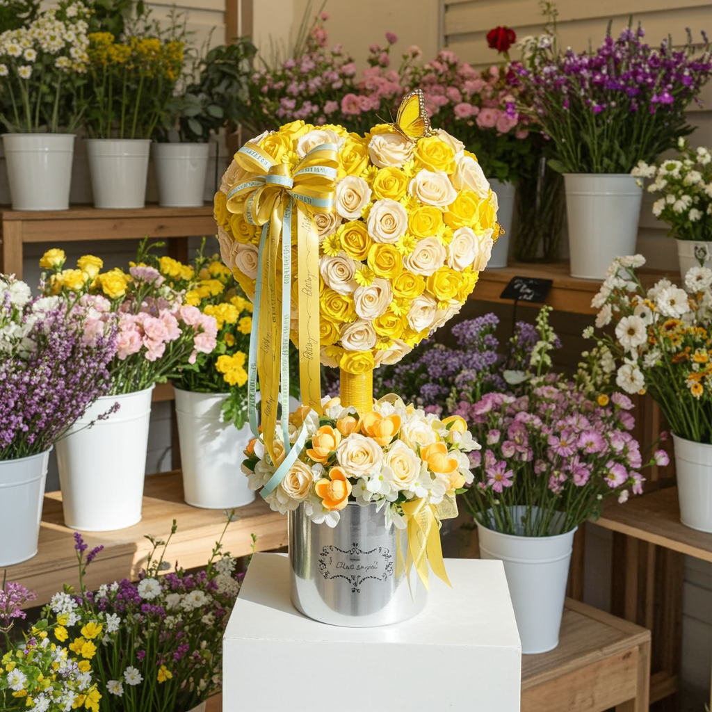 Golden Heart Rose Gift Box