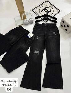 ខោជើងប៉ាត់ រហែកជង្គង់ ១ ពណ៍ខ្មៅ