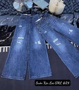 ខោជើងដំរី ពណ៍ខាវប៊យ រហែកជង្កង់