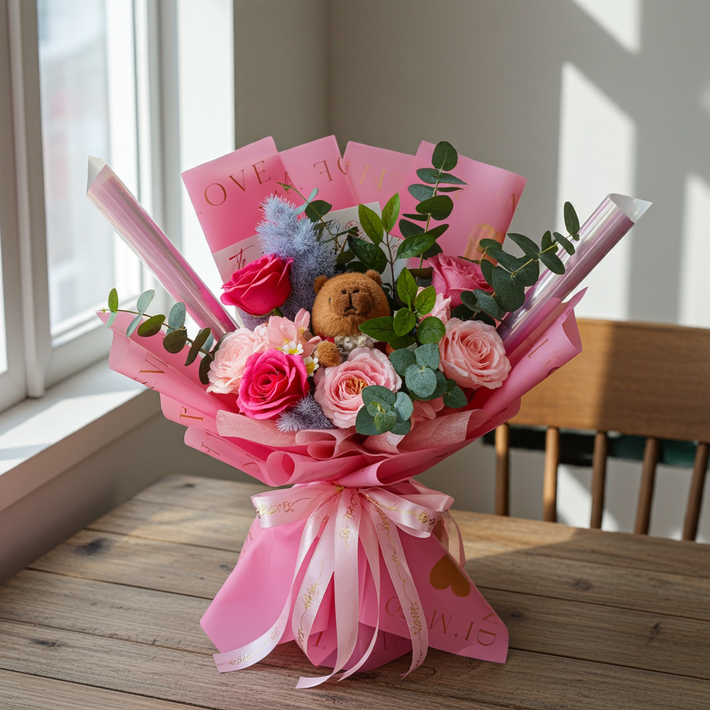 Capybara Teddy Rose Romance Gift