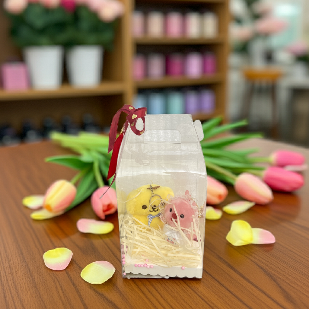 Couple Plush Gift Box – Yellow Duck & Pink Bunny Edition