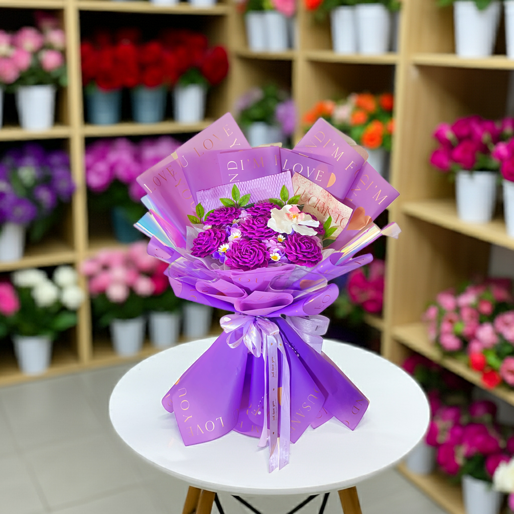 Royal Violet Bloom with Orchid