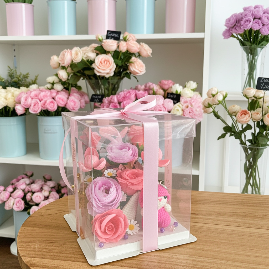 Pink Rose Cube Gift – Cute Girl Edition
